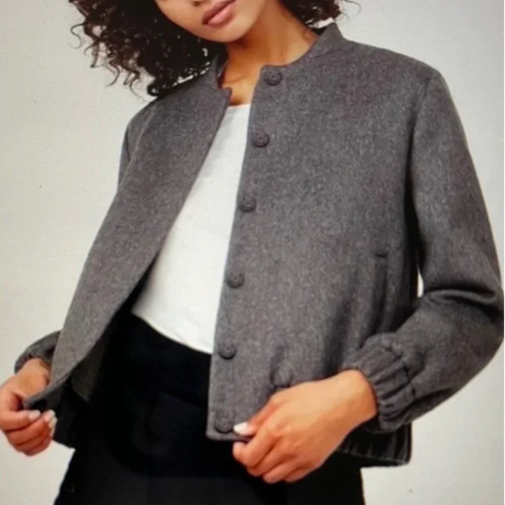 Cuyana Cashmere Wool Bomber, Size Med